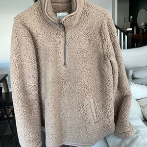 Abercrombie & Fitch Beige Sherpa Zip-Up Sweater